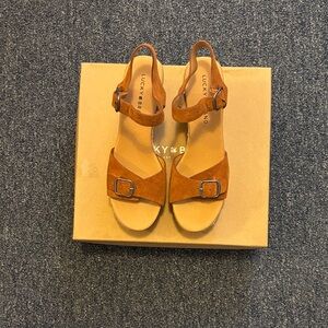 Lucky Brand Brown Suede Wedge Sandals
